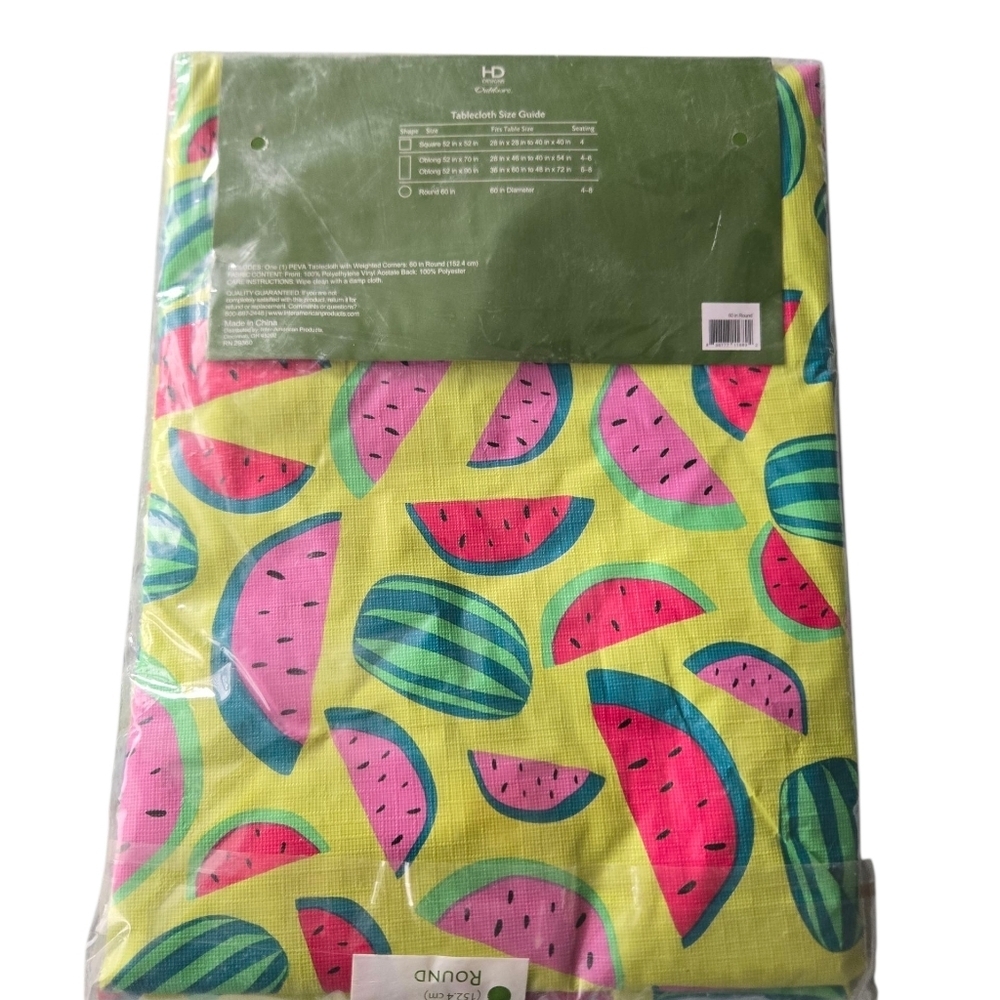NWT Watermelon Print Tablecloth with Weighted Corners - Picture 4 of 5